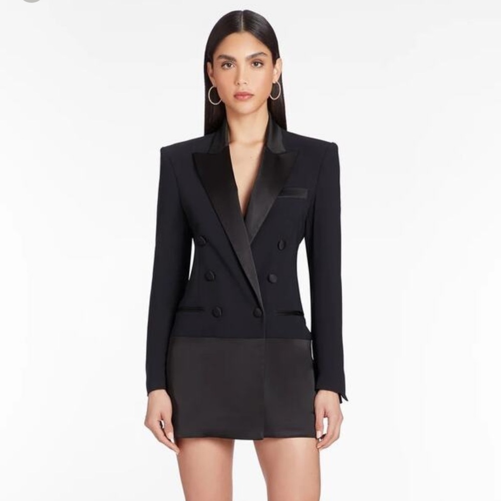 NWOT Amanda Uprichard Gibson Double Breasted Blazer Dress Satin Accents Size M